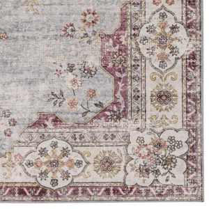 Linon Washable Leo Polyester 2'x8' Rug in Blue - Picture 1 of 16