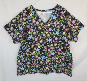 Blusa Médica para Mujer Colorida Monos y Flores, 4XL. Algodón - Imagen 1 de 15