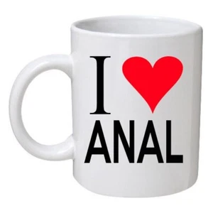 I LOVE ANAL Kaffeebecher | Teetasse | Gay | Frau | Bedrucktes rotes Herz | Neuheit Geschenk - Bild 1 von 2
