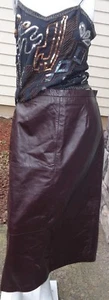 Terry Lewis CLASSIC LUXURIES 35" long dark brown leather skirt SZ 10 nwt - Picture 1 of 7