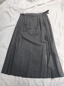 Laird Portch of Scotland Pure Wool Gray Wrap Pleated Kilt Skirt Waist 26- Size 8 - Picture 1 of 6