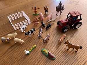 Small Farm Animal Toys Bundle Farmer Scarecrow Tractor