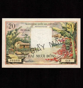 South Viet Nam 20 Dong 1956 P-4s * AU-UNC * Specimen * - Picture 1 of 2