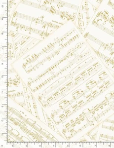 Autumn Symphony Fabric - Metallic Sheet Music Cream - Timeless Treasures YARD - Picture 1 of 1