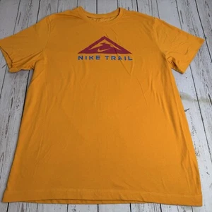 Nike Trail Hiking Running Graphic T Shirt Mens Large Orange Short Sleeve Tee - Picture 1 of 8