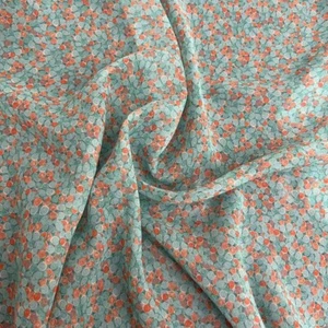 100% Silk 12 Momme Thin Georgette Fabric Floral Print 54" wide by the yard XX030 - Picture 1 of 3