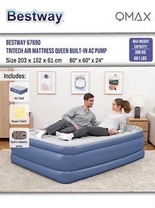 Bestway Queen Size Inflatable Air Mattress with Built-in Pump – 203x152x61cm - Picture 1 of 11