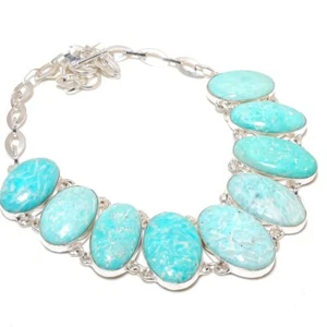 Amazonit ovale Form Edelstein Halskette verstellbar Kette Geschenk Schmuck 18... - Bild 1 von 7