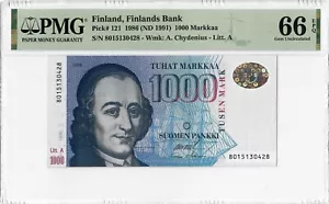 Finland 1000 Markkaa 1986 (ND 1991), PMG 66 EPQ, "Finlands Bank" Pick# 121 - Picture 1 of 2
