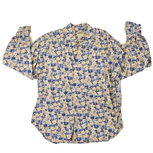 Guess Jeans Men's Floral Slim Fit Floral Blue Button Up Collar Size Large - Picture 1 of 10