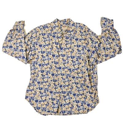 Guess Jeans Men's Floral Slim Fit Floral Blue Button Up Collar Size Large - Image 1 of 4