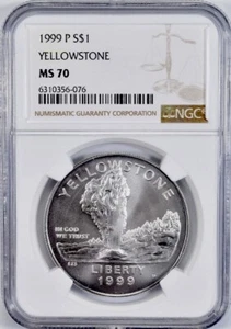 1999 YELLOWSTONE Silver Dollar $1 NGC MS70💥FLAWLESS QUALITY💥 - Picture 1 of 4