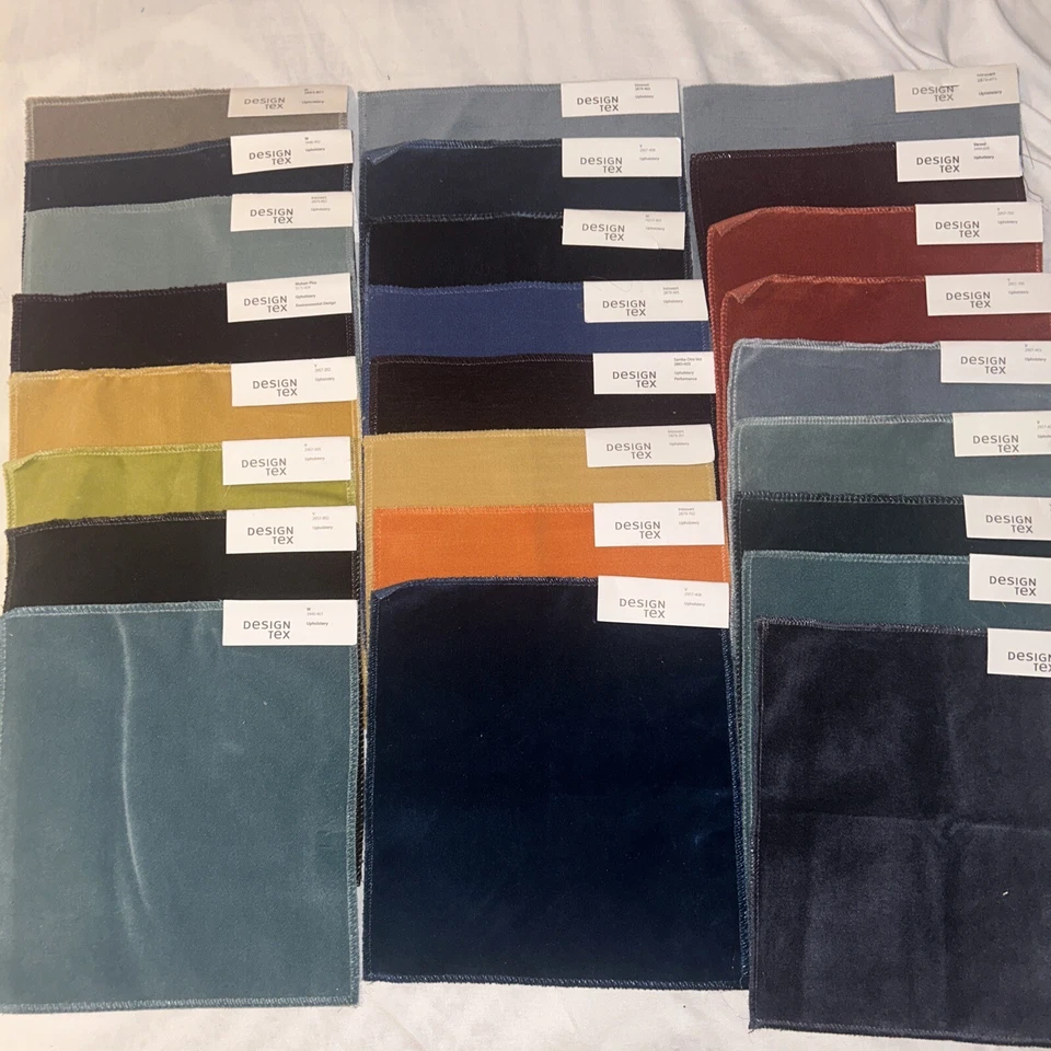 DESIGN TEX Designer Interior Upholstery Samples 25 Swatches Performance Velvet - Image 1 of 4