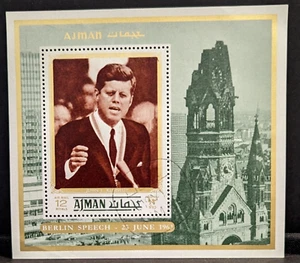 Ajman - J F Kennedy  Stamp - ( Berlin Speech 1963) - 1972  Very Good Condition - Picture 1 of 2