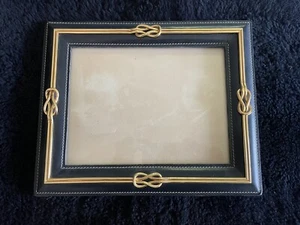 Vintage Gucci 1960er 1970er Jahre Messing schwarz Leder 8X10 Bild Bilderrahmen Italien - Bild 1 von 11