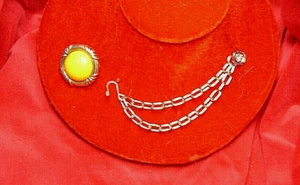 Yellow cape cloak clasp silver swag chain, 1 big button/1 small - Picture 1 of 2