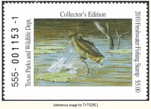 D2K Texas Trout Stamp 2010 $5.00 (largemouth bass) - Image 1 of 1