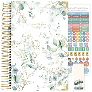 bloom Tagesplaner 2025-26 Hardcover Planer, 5,5" x 8,25", Eukalyptus, weiß - Bild 1 von 13