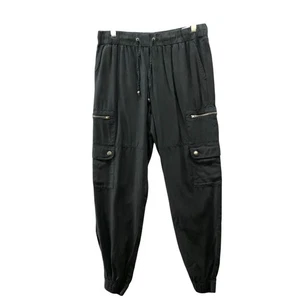 Banana Republic Tencel Cargo Joggers Womens M Black Zip Pocket Soft Lyocell - Picture 1 of 9