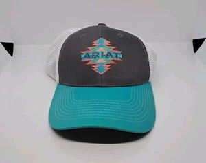 Cappello da baseball Ariat grigio acqua bianco snapback cappello camionista western ricamato - Foto 1 di 5