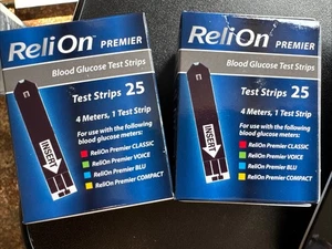 2 @ ReliOn Premier Blood Glucose Test Strips 50 Count (25x2) Exp2026 - Picture 1 of 2