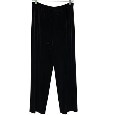 Calça feminina Leslie Fay de veludo preto pequena S elástica cintura - Imagem 1 de 4