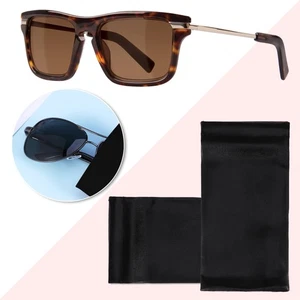 Spring Top Eyewear Storage Case 2PCS PU Glasses Bag Black Color Block - Picture 1 of 11