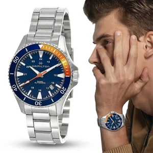 Silber Blau Herrenuhren Armbanduhr Wasserdicht Edelstahl Quarzuhr Uhrwerk Uhren - Bild 1 von 7