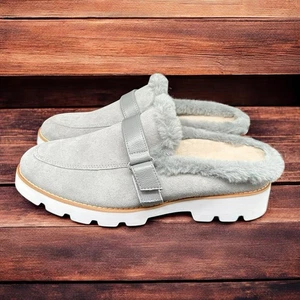 Scarpe donna Vionic Kailen scamosciate mulo slip on taglia 8 grigie casual comode pelliccia sintetica - Foto 1 di 13