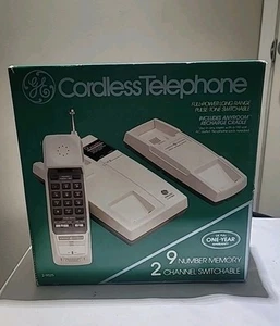 Vintage GE 2-9525 Telefon bezprzewodowy 2 stacje ładowania Antena Przewód zasilający Open Box - Zdjęcie 1 z 7