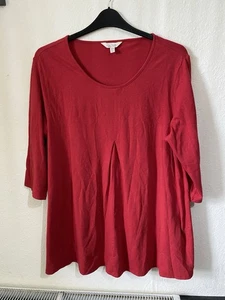 Seasalt Women's Tunic Top V Pleat 3/4 Sleeves Red Size 20 - Picture 1 of 6