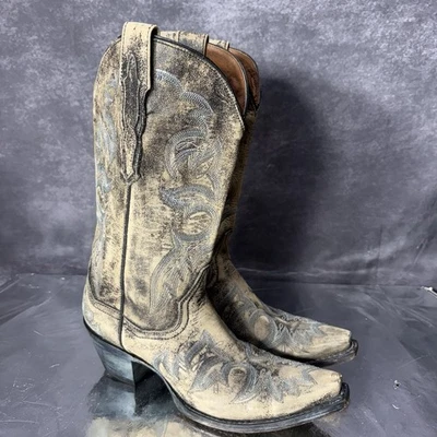 Botas de Vaquero Dan Post Ventura Mujer 7.5M Cuero Envejecido Bordado Gris Foto 1 de 4