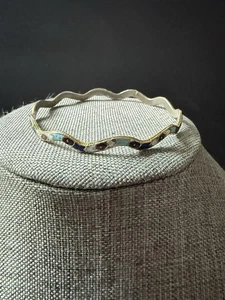 Cloisonne Wavy Bangle Bracelet Round Colorful Boho Festival Art To Wear Casual - Picture 1 of 5