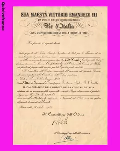 OFFIZIERSDIPLOM KRONE ITALIEN 1922 - Bild 1 von 1