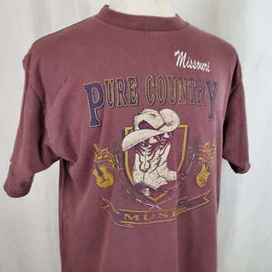 Vintage Pure Country Music Grafik T-Shirt XL weinrot, Cowboystiefel Hut Missouri - Bild 1 von 7
