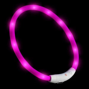 PRECORN LED Silikon Hunde Leuchthalsband aufladbar USB-C indiv. kürzbar, pink - Bild 1 von 6