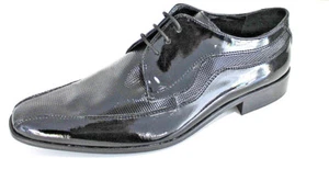 Scarpe cerimonia uomo NERO derby puntinato sposo cuoio made Italy shoes laether - Imagen 1 de 3