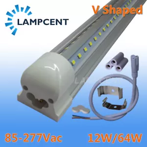 4/Pack T8 V shape Tube 2,3,4,5,6,8ft LED Integrated Bulb LED Shop Light Fixture - Picture 1 of 12