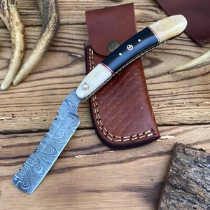 SHARD HAND FORGED Damascus Steel Straight Razor Cut Throat Barber Shaving Razor - Picture 1 of 12
