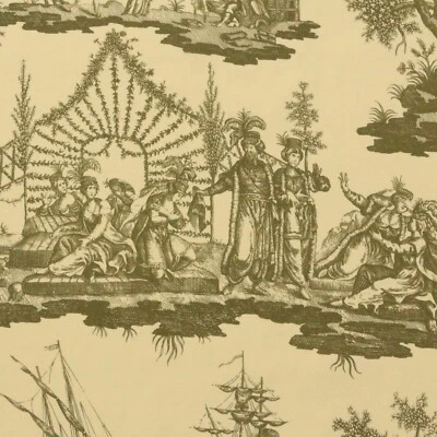 LEE JOFA LA FOIRE DU CAIRE TOILE DARK BEIGE CAMELS SHIPS FABRIC BY YARD 59"W - Image 1 of 4