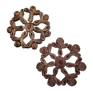 Juego de 2 posavasos vintage de yute copo de nieve kitsch boho tejido de paja MCM ◇ - Imagen 1 de 5