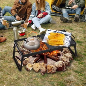 Folding Campfire Grill Portable Camping Fire Pit Steel Outdoor BBQ Picnic Rack - Picture 1 of 6