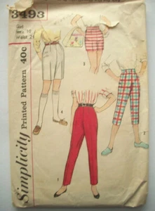 60er Jahre Pedal Pusher Shorts Hose Mädchen Muster 3493 Gr. 10 - Bild 1 von 2