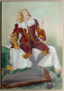 1886 FIRMADO Acuarela Albert Schröder Dibujo Dibujo Hombre Fumador Disfraz ARTE - Imagen 1 de 8