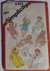 Vintage 80's Simplicity 6383 BABY INFANT LAYETTE WARDROBESewing Pattern Sz 6 mos