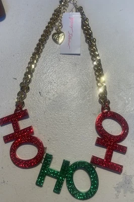 Betsey Johnson: Colar de strass HO HO - Novo em folha com etiqueta - Imagem 1 de 4