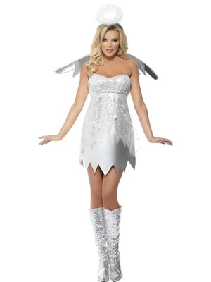 SALE NEW Fever Shimmer Angel Ladies Christmas Fancy Dress Costume - Image 1 of 2