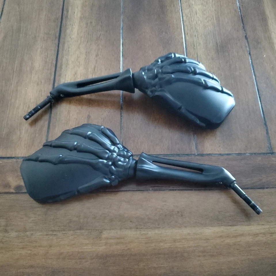 Conjunto de 2 espelhos de mão esqueleto preto para motocicleta visão lateral Harley Davidson  - Imagem 1 de 4