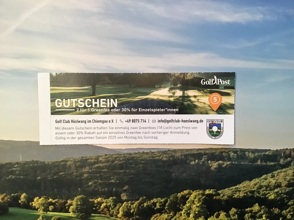 Golf-Greenfee-Gutschein “2 für 1”,  = Golf Club Höslwang im Chiemgau - Bild 1 von 1