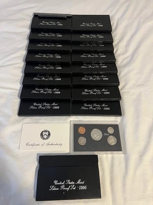 lote de 17 juegos 1995-S 90% EE. UU. Como Nuevo PLATA Juegos de Prueba en CAJAS ORIGINALES con Certificado de Autenticidad Foto 1 de 2